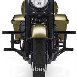 Garde-moteur NOIR + barre de protection de sacoche pour Harley Road King Street Glide 09-UP