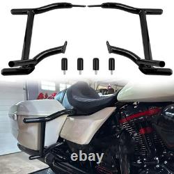 Garde-moteur NOIR + barre de protection de sacoche pour Harley Road King Street Glide 09-UP