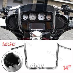 Guidon APE HANGER 14 pouces pour Harley Softail Touring Road King Street 1.5 Chrome