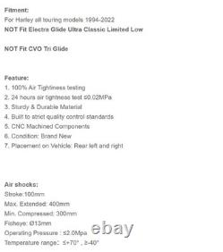 Kit de suspension pneumatique arrière gauche et droit pour Harley Touring Road King Street Gl
