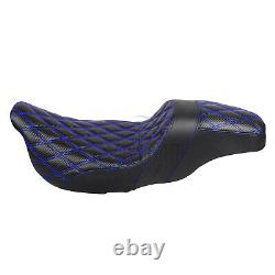 Pour Harley Road King FLHR Street Glide Special FLHXS Siège Deux Places avec Couture Bleue