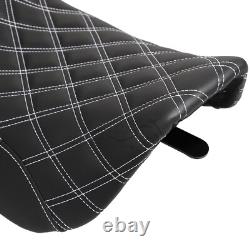 Pour Harley Road King Street Glide 1997-2007 Siège Conducteur Passager Couture Blanche