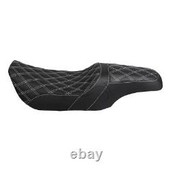 Pour Harley Road King Street Glide 1997-2007 Siège Conducteur Passager Couture Blanche