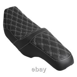 Pour Harley Road King Street Glide 1997-2007 Siège Conducteur Passager Couture Blanche
