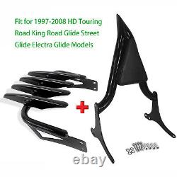 Pour le Sissy Bar, dossier de dos et porte-bagages pour Harley Road King Street Electra Glide 97-08