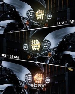 Pour phare à LED avec couverture jaune DRL pour Harley Electra Glide Road King Street Glide