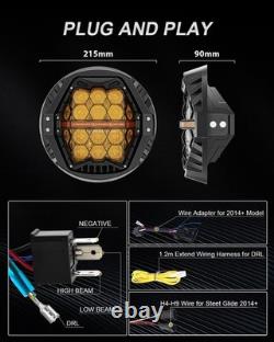 Pour phare à LED avec couverture jaune DRL pour Harley Electra Glide Road King Street Glide