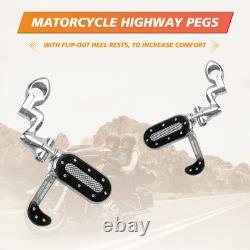 Repose-pieds de route avec repose-talons escamotable pour Harley Road King Street Glide barres de 1-1/4 pouces