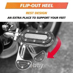 Repose-pieds de route avec repose-talons escamotable pour Harley Road King Street Glide barres de 1-1/4 pouces