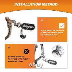 Repose-pieds de route avec repose-talons escamotable pour Harley Road King Street Glide barres de 1-1/4 pouces