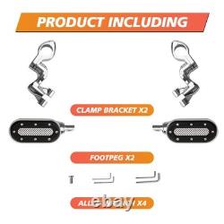 Repose-pieds de route avec repose-talons escamotable pour Harley Road King Street Glide barres de 1-1/4 pouces