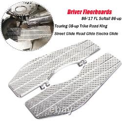 Repose-pieds en plancher Chrome Driver pour Harley Softail, Road King, Street Glide