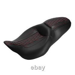 Selle 2 places pour Harley Touring Road King Street Glide 2009-2025, coutures rouges