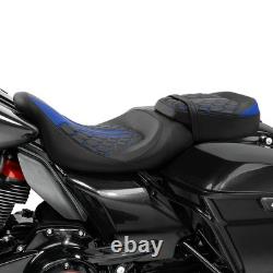 Selle 2 places pour Touring Road King Street Glide 2009-2023 avec surpiqûres bleues