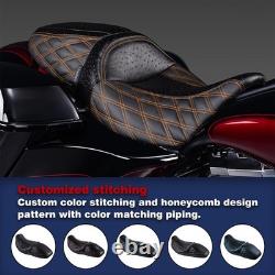 Selle Touring Raptor 09 et plus pour Road King Street Glide Electra Glide, surpiqûre diamant