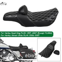 Selle conducteur et passager blanche avec dossier pour Harley Street Glide Road King