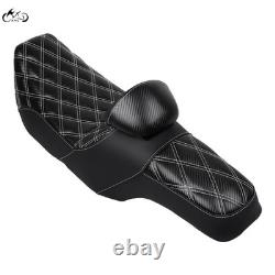 Selle conducteur et passager blanche avec dossier pour Harley Street Glide Road King