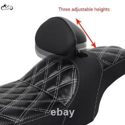 Selle conducteur et passager blanche avec dossier pour Harley Street Glide Road King
