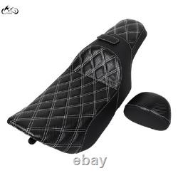Selle conducteur et passager blanche avec dossier pour Harley Street Glide Road King