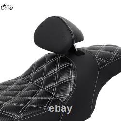 Selle conducteur et passager blanche avec dossier pour Harley Street Glide Road King