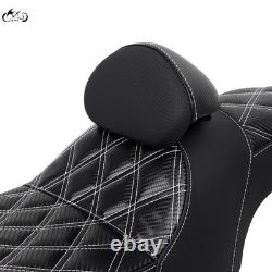 Selle conducteur et passager blanche avec dossier pour Harley Street Glide Road King