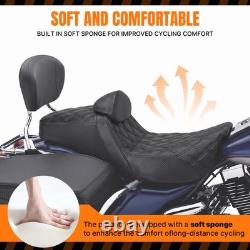 Selle pilote et passager Step-Up avec dosseret pour Harley Street Glide et Road King à partir de 2009