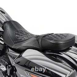 Siège Blanc 2-Up à profil bas avec coutures en losange pour Harley Street Glide Road King US