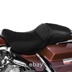 Siège avant et arrière à couture noire pour modèles Harley Road King et Street Glide 1997-2007