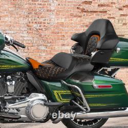 Siège conducteur et passager avec dossier compatible avec Harley Road King Street Glide 2014-2023