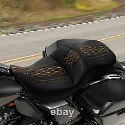 Siège conducteur et passager noir et orange compatible avec Harley Road King Street Glide 2009-2023