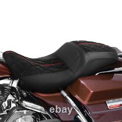 Siège en une seule pièce avec coutures rouges pour Harley Street Glide FLHX Road King FLHR 1997-2007 US