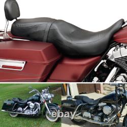 Siège noir lisse deux en haut pour Harley Road King FLHR 1997-07 Street Glide 2006-07