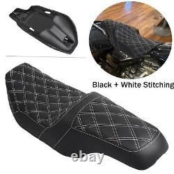 Siège pour passager pilote couture blanche pour Harley Road King Street Glide 97-07 06