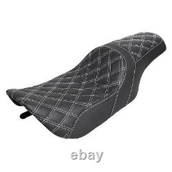 Siège pour passager pilote couture blanche pour Harley Road King Street Glide 97-07 06