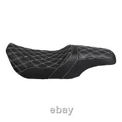 Siège pour passager pilote couture blanche pour Harley Road King Street Glide 97-07 06