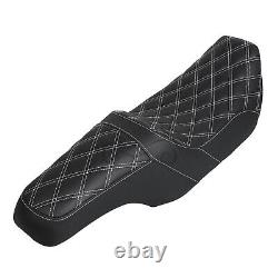 Siège pour passager pilote couture blanche pour Harley Road King Street Glide 97-07 06