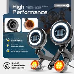 Support de Feu de Brouillard Clignotant LED pour Harley Street Glide Road King 1994-À Présent