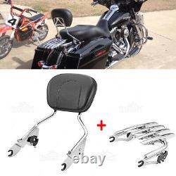 Support de dos Sissy Bar et porte-bagages de hauteur 15 pour Street Glide, compatible avec Harley Road King 09+