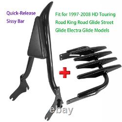 Support de dossier Sissy Bar avec porte-bagages pour Harley Road King Street Glide Touring 97-08