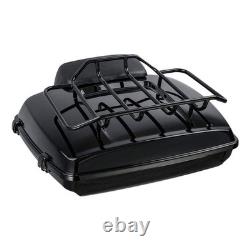 Support de dossier et porte-bagages pour coffre noir pour Harley Road King Street Glide 2014-23