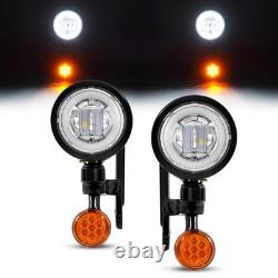 Support de feu de brouillard à LED avec clignotant pour Harley Road King Street Glide 1994-UP