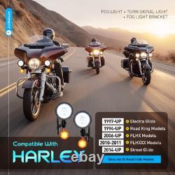 Support de feu de brouillard à LED avec clignotant pour Harley Road King Street Glide 1994-UP