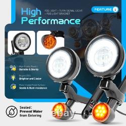 Support de feu de brouillard à LED avec clignotant pour Harley Road King Street Glide 1994-UP