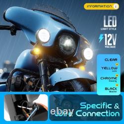 Support de feu de brouillard à LED avec clignotant pour Harley Road King Street Glide 1994-UP