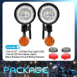 Support de feu de brouillard à LED avec clignotant pour Harley Road King Street Glide 1994-UP