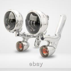 Supports de phares antibrouillard chromés de 4,5'' pour Harley Road King/Touring/Street Glide