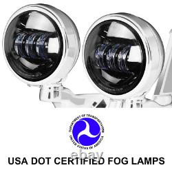 Supports de phares antibrouillard chromés de 4,5'' pour Harley Road King/Touring/Street Glide