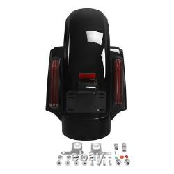 Système LED de garde-boue arrière compatible avec Harley Touring Road King Street Glide 14-24 Noir