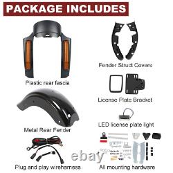 Système de garde-boue arrière LED de style CVO noir pour Harley Road King Street Glide 14-Up