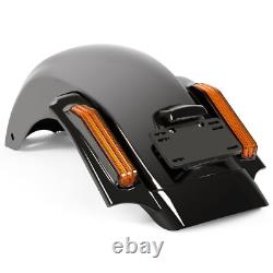 Système de garde-boue arrière LED de style CVO noir pour Harley Road King Street Glide 14-Up